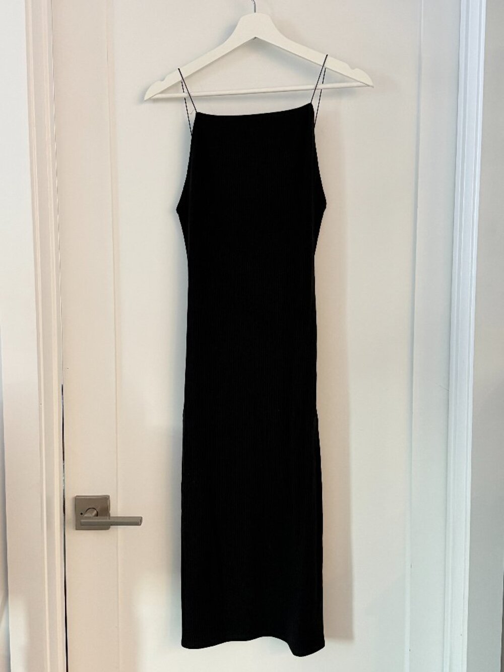 Reformation Rockie Ribbed Midi Dress, Black (Size M)